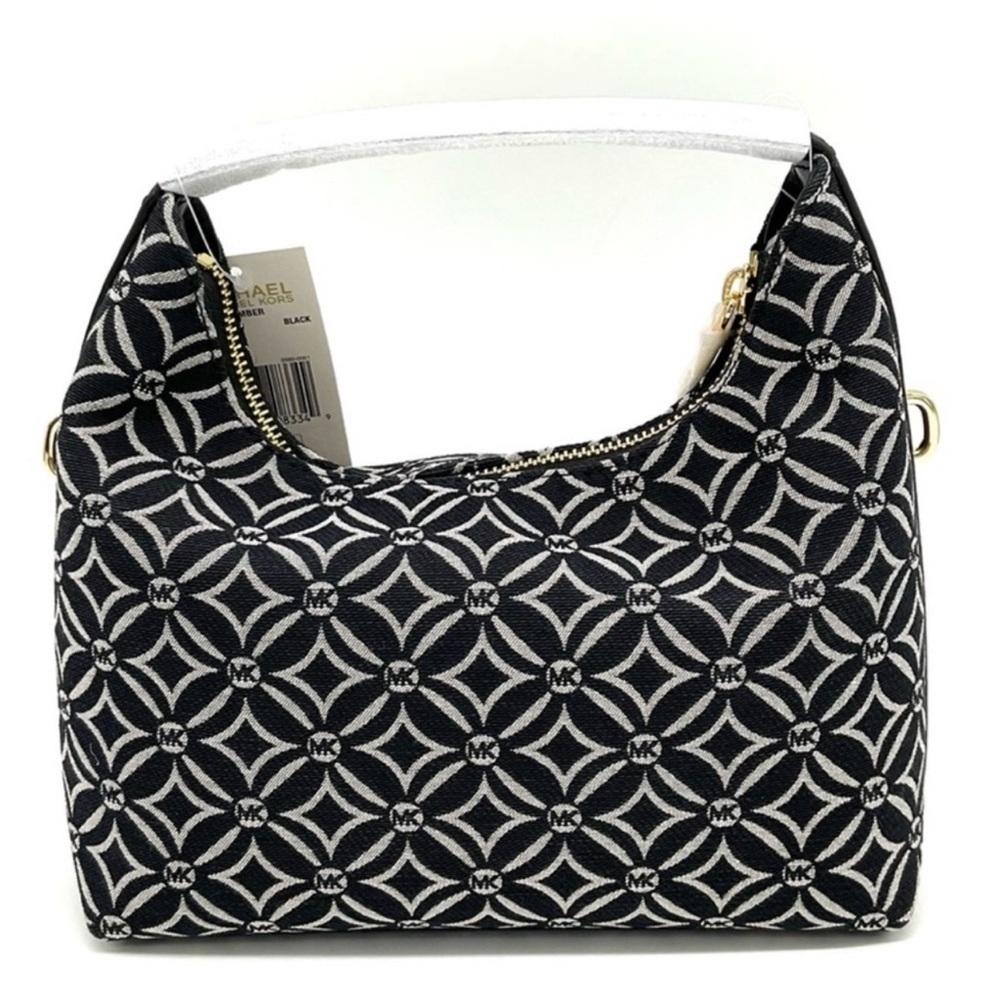 Michael Kors Ember Small Logo Jacquard Messenger Bag Black - Picture 5 of 11